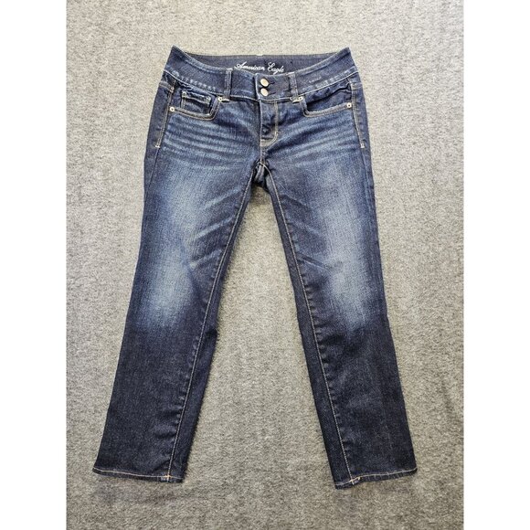 American Eagle Jeans Womens Size 2 Dark Wash Artist Crop Double Button - Picture 1 of 11